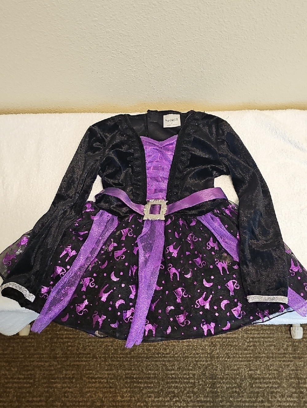 Spirit Purple and Black Kids Witch Costume Dress with Sparkle Belt